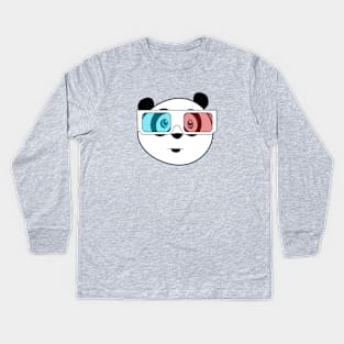 Panda - 3D Glasses Kids Long Sleeve T-Shirt